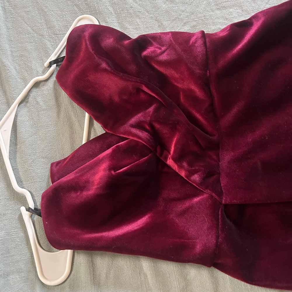 ASOS Strapless Velvet Dress in Deep Wine